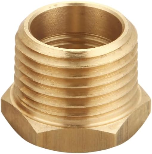 3/4 Inch NPT Male x 1/2 Inch NPT Female Brass Reducer Hex Bushing, Thread 1" OD to 0.75" ID, (2 Piece)