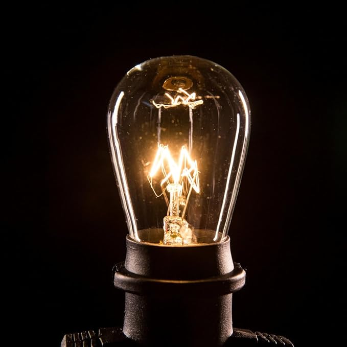 100 Foot Commercial Outdoor String Lights with 50 Suspended Sockets and S14 11 Watt Bulbs (+ 2 Free Spares) - E26 Vintage String Lights for Patio, Yard, Deck, Cafe, Bistro and More