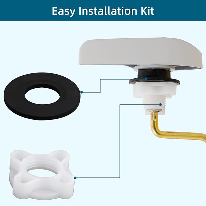 Universal Metal Side Mount Toilet Handle Replacement Kit Compatible with Kohler K-GP30324-CP/Glacier Bay Toilet with 1pc Flapper Chain, Toilet Flusher Lever, White