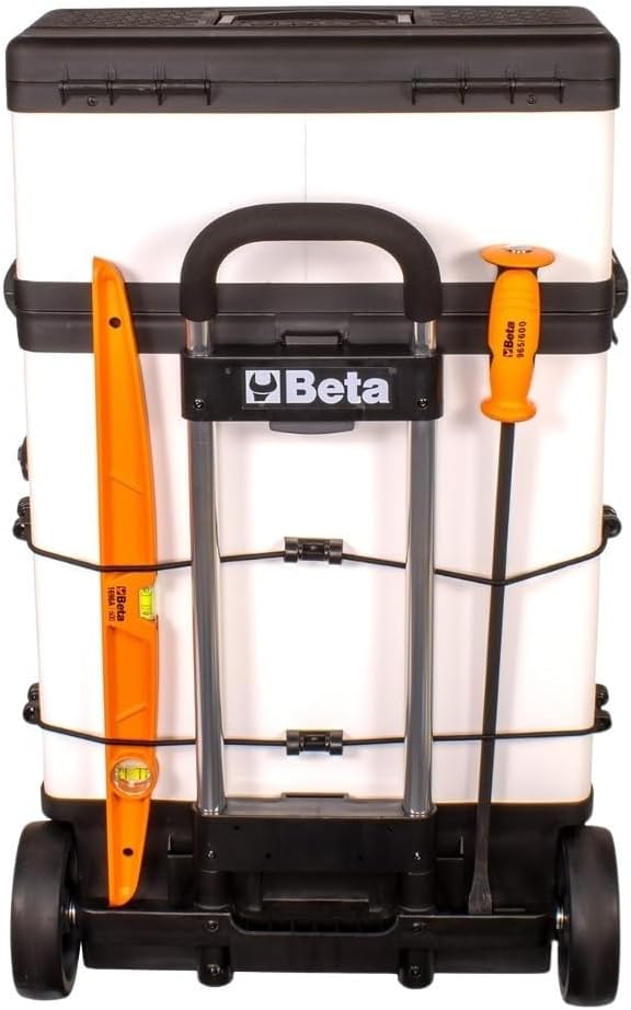 Beta C41H Two-Module Rolling Tool Chest, Detachable Tool Box, Telescopic Handles, White