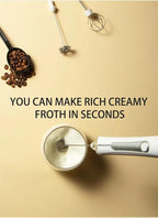 Rechargable Milk Frother, Handheld Drink Mixer with Whisk Attachment, 2025 upgraded, powerfull 3 speed motor, Type C charging with charge light, with extra egg mix head (White without Stand)