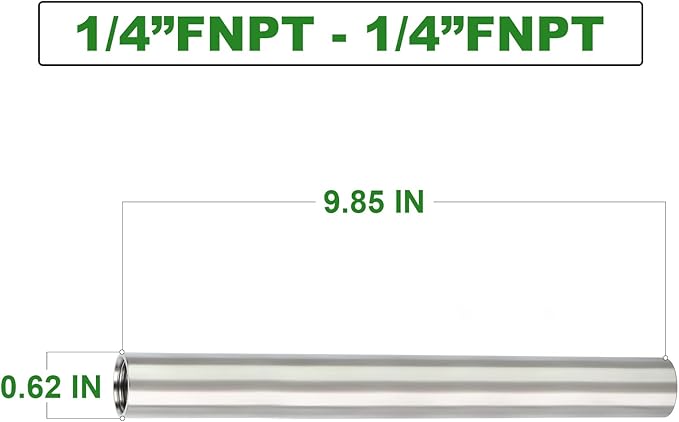 TAISHER 2PCS Stainless Steel Pipe Fittings, 1/4" NPT x 1/4" NPT Female Threaded, 10" Length Nipple Cast Pipe