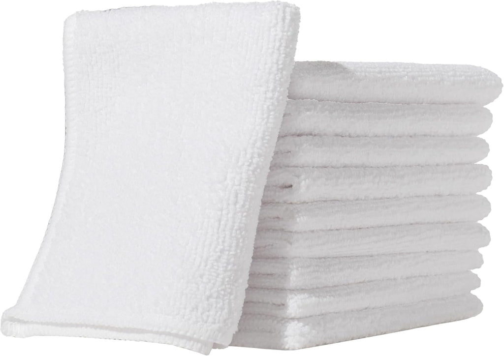 Furniture Clinic Pack of 10 Microfiber Cloths – Lint Free - White Cleaning Cloths - Reusable and Washable