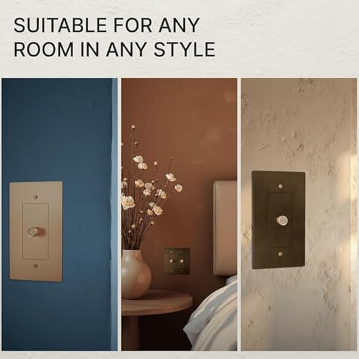 Brass Dimmer Light Switch – 120V AC – Solid Brass Wall Plate for LED Bulbs – Handcrafted Rotary Dimmer with Knurled Knob – UL Listed Flicker-Free Dimming | Vintage Style Light Control for Home Décor