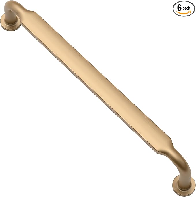 Alzassbg 6 Pack Champagne Bronze Cabinet Handles, 6-1/4 Inch(160mm) Hole Centers Arch Modern Cabinet Pulls Kitchen Cabinets Hardware for Cabinets and Drawers AL3503TGP