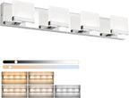 SineRise LED Modern Bathroom Vanity Light Fixtures (4-Light, 30-Inch, 5CCT), Chrome Modern Acrylic Bathroom Wall Lighting Fixtures Over Mirror (3000K/3500K/4000K/5000K/6000K)