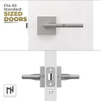 Mega Handles Prime Privacy Door Handle - 3 Pack Reversible Brushed Nickel Door Handles, Heavy Duty Bed & Bath Door Handles with Privacy Door Lock, Fits All Standard Doors - Satin Nickel