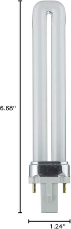 Sunlite Compact Fluorescent PL 2-Pin Single U-Shaped Twin Tube, 9 Watts, 120 Volts, 530 Lumens, 2700K Soft White, 2-Pin G23 Base, 10 Pack