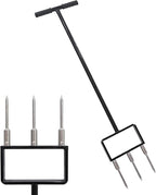 Lawn Aerator, Core Aerator Lawn Tool, Stainless Steel 3-Corer Lawn Hand Aeration – Manual Yard Plug Aerator for Compacted Garden Soil, Garden Care, Gardening Core Aeration Tool (Spike Tine)