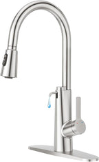 CREA 2 in 1 Kitchen Faucets with Soap Dispenser Built-in and Pull Down Sprayer,Single Handle Bar Sink Faucet 1 Hole Utility Laundry Commercial Faucet Brushed Nickel Stainless Steel