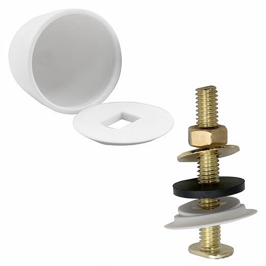 1Set Toilet Accessories Toilet Flange Bolts Universal Toilet Bolt and Cover Set Includes Closet Bolts Nuts and Washers for Most Toilets