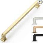 6 Pack 7 Inch Brushed Brass Cabinet Handles - Kitchen Hardware Pulls for Cabinets in Gold