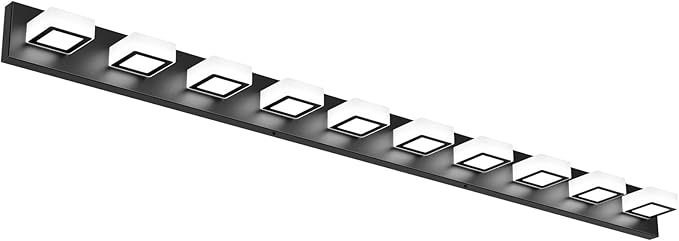 Ralbay 66inch Matte Black Bathroom Vanity Lights Metal Acrylic LED Modern Black Bathroom Wall Lighting Fixtures