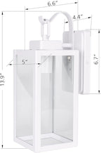 LIT-PaTH Outdoor Wall Lantern, Wall Sconce as Porch Lighting Fixture, E26 Medium Base Max 60W, Anti-Rust Metal with Glass Shade, White, 2-Pack