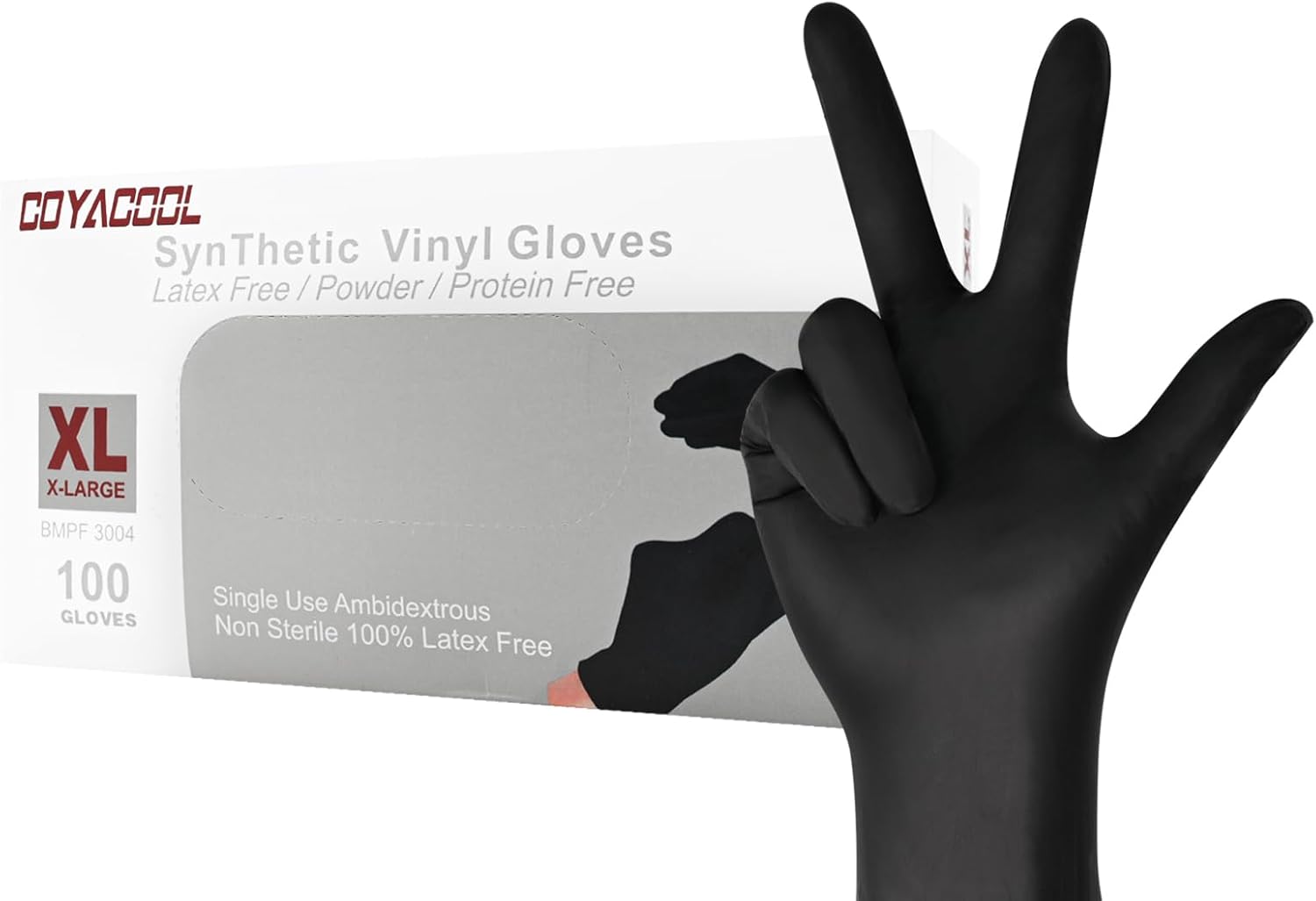 Disposable Gloves X-Large, Nitrile and Vinyl Blend Material Gloves, Latex Free, 4 Mil,100 Pc. - Food Grade Glove for Cleaning, Food Prep,Hair Dye, Tattoo, Black
