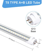 LED Bulbs 3ft Type A+B Replacemen for T8 Fluorescent Light Bulbs 36 inch,18W 2200LM 5000K Clear Cover Super Bright,Plug & Play,Didn't Have to Modify Your Fixture or Anything(4-Pack)