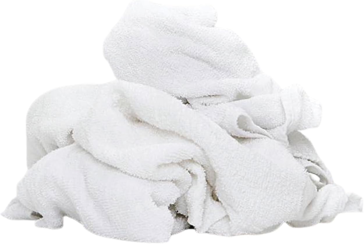 Premium Terry Towels for Cleaning - 3 lbs. Bag, 20”x20” - 100% Cotton Towels Cleaning Rags - Multipurpose White Terry Cloth Rags for Garage, Shop, Auto, Home & Janitorial Use