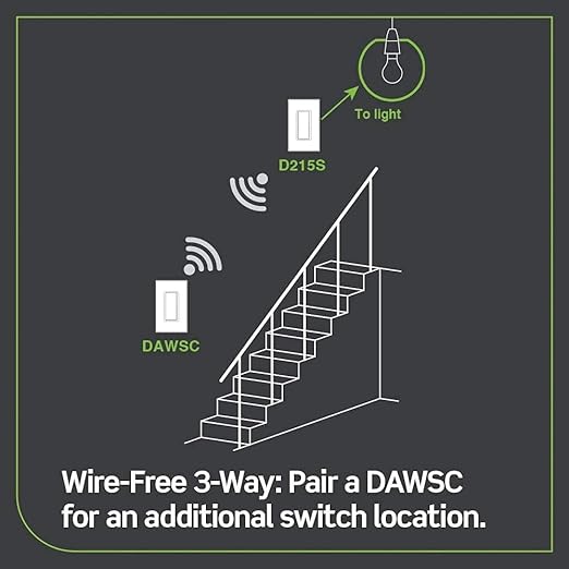 Leviton Decora Smart Switch Anywhere Companion, Add Wire-Free 3-Way/4-Way/5-Way On/Off Control to Decora Smart Wi-Fi 2nd Gen Switches, Automatic, DAWSC-1RW, White
