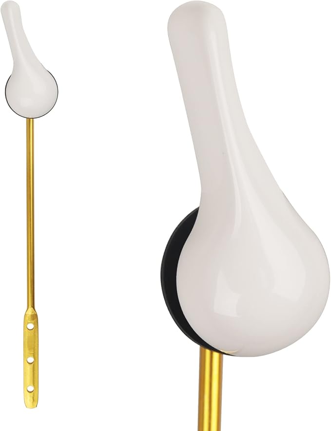 Toilet Handle Replacement Kit - Universal Toilet Lever with Stainless Steel Flapper Chain, White Flush Lever