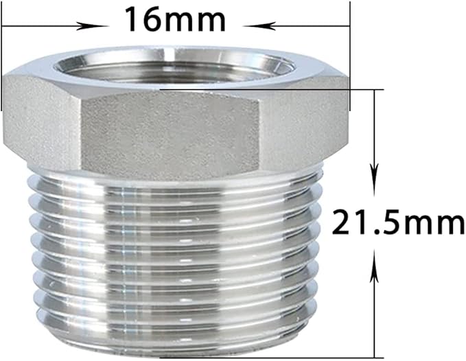 Joywayus Stainless Steel Hex Head Bushing Reducer Pipe Fitting 1/4 NPT Male × 1/8 NPT Female (Pack of 2)