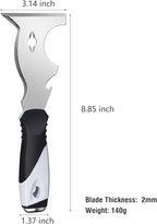 Mister Rui 2 Pack 10 in 1 Putty Knife - Multi Use Painters Tool, Taping Knife, Paint & Metal Scraper with Hammer End, Razor Blade Spackle Tool