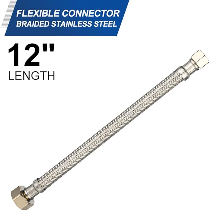 (Pack of 10) EFIELD 12-inch Faucet Supply Lines, 1/2" FIP x 3/8" COMP Faucet Hose, Stainless Steel Braided Supply Line,(HOSE044)
