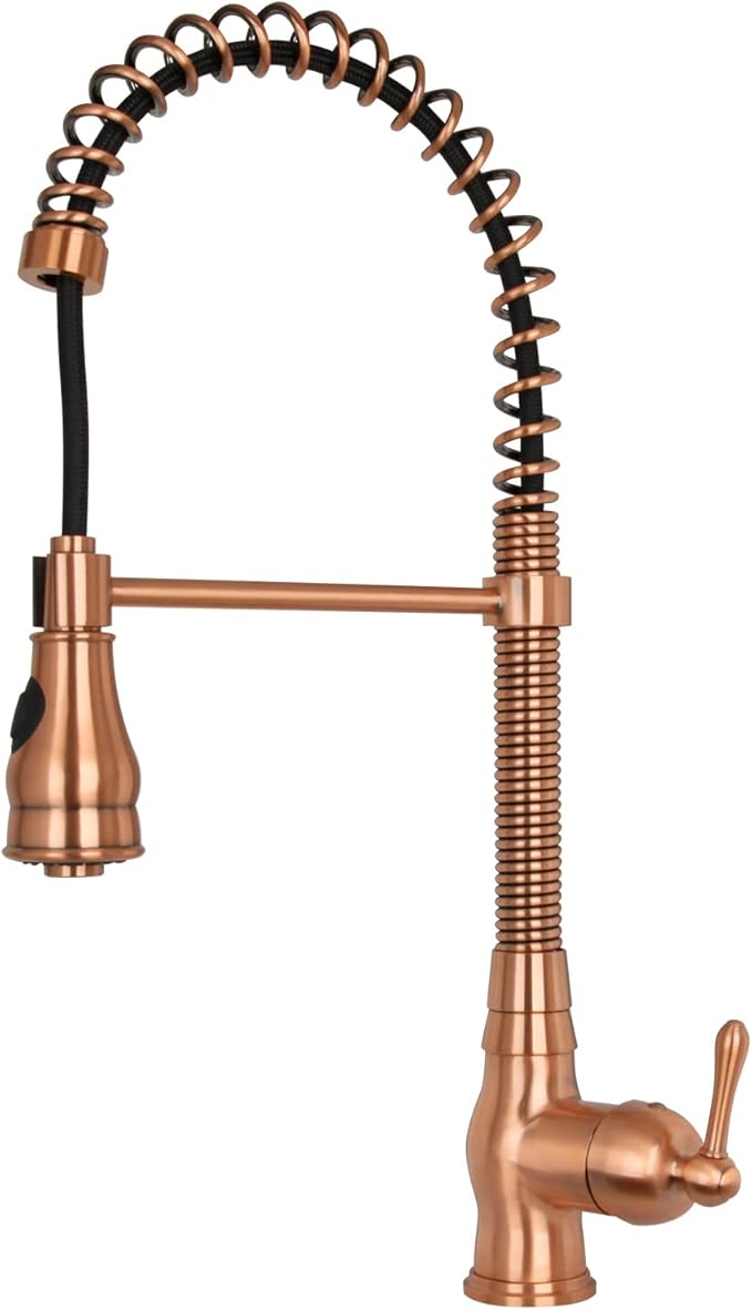 Pre-Rinse Spring Kitchen Faucet, Single Handle Solid Brass High Arc Pull Down Sprayer Head Kitchen Sink Faucet