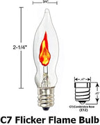 SUNSGNE Christmas Flicker Flame Light Bulbs, Crystal Clear Flame Tip Candelabra Bulbs, C18 Flickering Replacement Bulbs Dances with Orange Flame, 1 Watt, 120 Volt, E12 Candelabra Base, 12 Pack