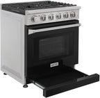30-Inch Freestanding Pro-Style Gas Range with 5 Burners, 4.55 cu.ft. Oven & 30 inch Under Cabinet Range Hood in Stainless Steel (Black)
