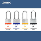 ZonRo Locks Laminated Steel Keyed Padlocks Keyed Alike Locks, Long Shackle Padlocks, for Hasp Latch, Sheds, Fences, Storage Locker, School, Gym，Pack of 6