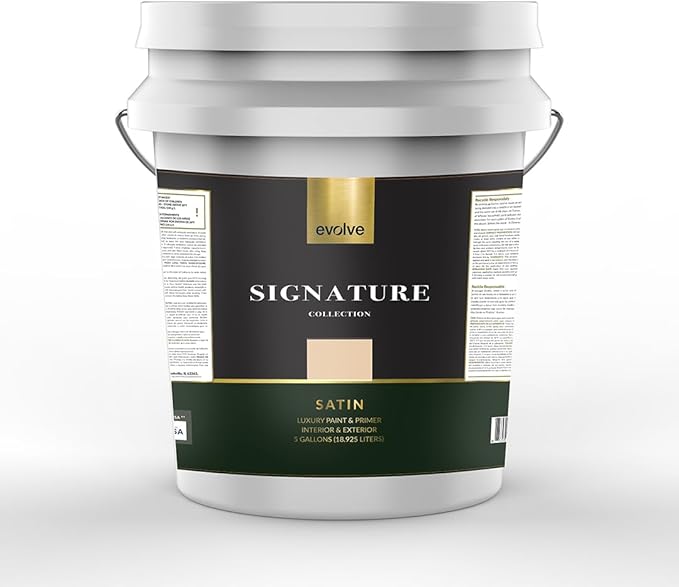 EVOLVE Signature Paint & Primer: Luxury Paint & Primer for Indoor & Outdoor Surfaces, Minimal Odor, Satin Sheen (Camel Brown, 5 Gallon)