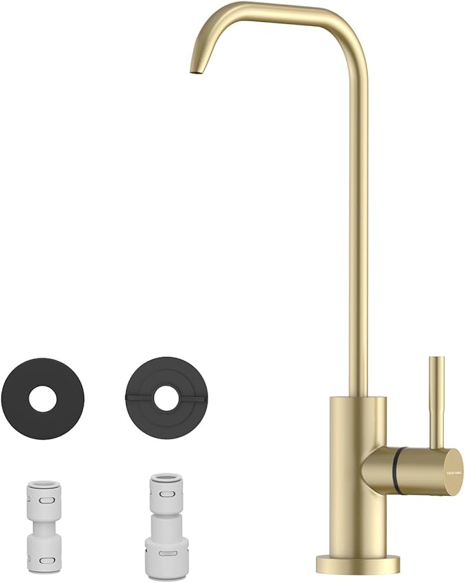 WEWE Drinking Water Faucet, Lead-Free Kitchen Water Filter Faucet for Reverse Osmosis or Water Filtration System, RO Faucet, Gold