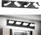 Aipsun Matte Black Bathroom Light Fixtures 4 Lights LED Modern Wall Light Over Mirror (White Light 6000K)