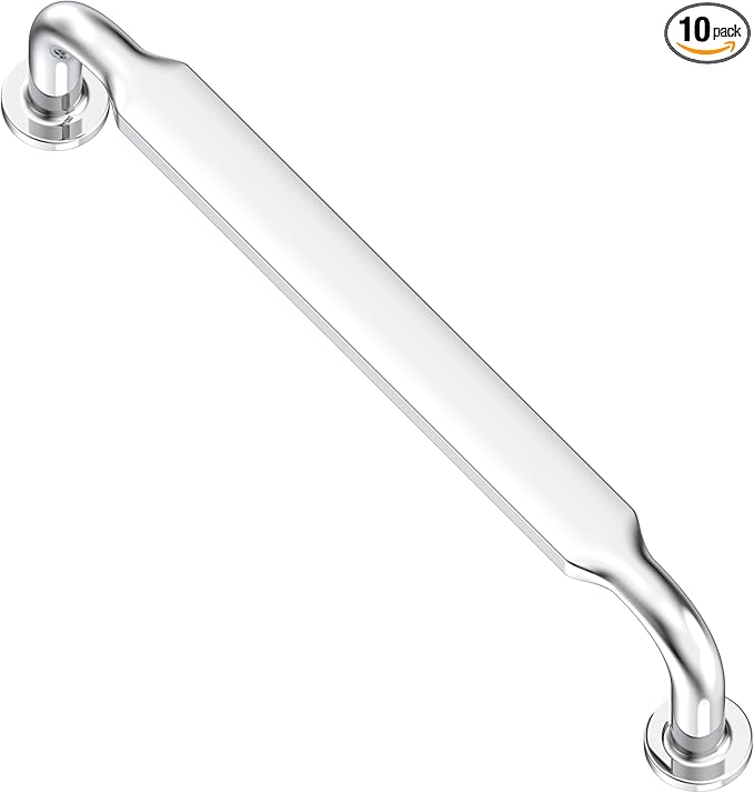 Alzassbg 10 Pack Polished Chrome Cabinet Handles, 5 Inch(128mm) Hole Centers Arch Modern Cabinet Pulls Kitchen Hardware for Cabinets AL3503CP