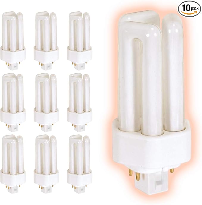 GoodBulb 13 Watt CFL Light Bulbs 4 Pin GX24Q-1 Base 4100K Cool White 13W High Output 810 Lumens Triple Tube Compact Fluorescent Light Bulbs Plug-in 10 Pack