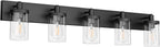 Aipsun Matte Black Bathroom Vanity Light Fixtures 5 Lights Industrial Lighting Fixtures Over Mirror with Clear Glass Shade(Exclude Bulb)