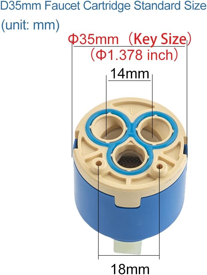 Diameter 35mm Ceramic Faucet Cartridge Replacement for Single Handle Kitchen Basin Shower Faucet Part, Ceramic Faucet Valve