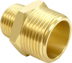 Hooshing 3/4" NPT Male to 1/2" NPT Male Reducer Hex Nipple Brass Pipe Fitting Adapter for Plumbing, 2 Pack