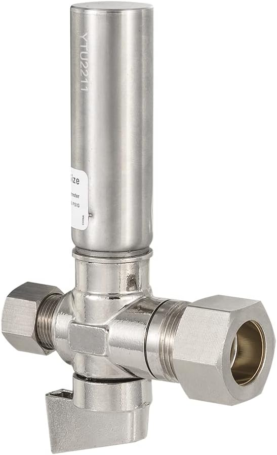 EFIELD 1/4 Turn Stop Straight Valve, 1/2" Nominal (5/8" OD) Compression x 3/8" OD With Stainless Steel Water Hammer Arrestor Chrome Plated Brass,(ARSTRVLV002)
