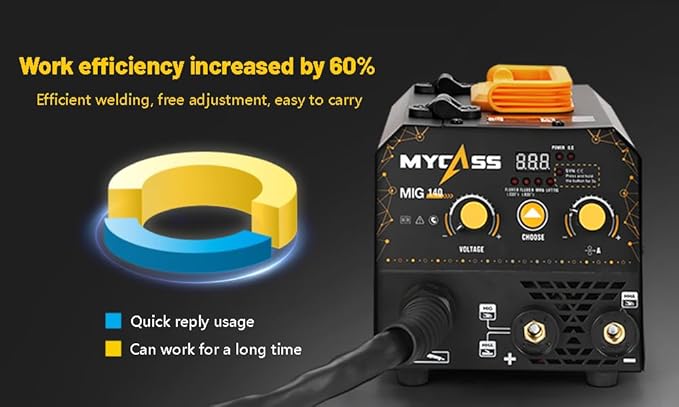 Welding Machine，MIG Welder with 2-in-1 Flux Core/Wand Welder Welder with 130 Amp 110 Volt Airless MIG Welder with Synergy IGBT Inverter Welder Portable Wire Welder