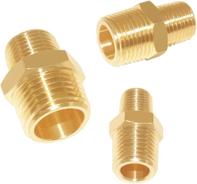 Joywayus 3/8" NPT Male × 1/4" NPT Male Brass Pipe Fitting Adapter