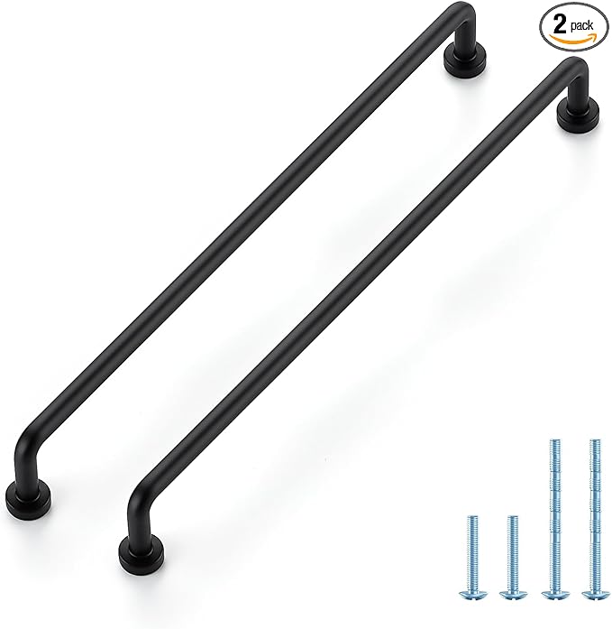 JOY DECOR Cabinet Pulls – 8-3/4 Inch Hole Center, Matte Black, 2 Pack, Zinc Alloy Cabinet Handles for Drawers & Cupboard – Vintage Style Hardware for Kitchen, Bathroom, Dresser, Furniture Makeover