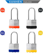 Keyed Alike Laminated Steel Padlocks with Long Shackle for Sheds, Fences & Lockers (12-Pack)