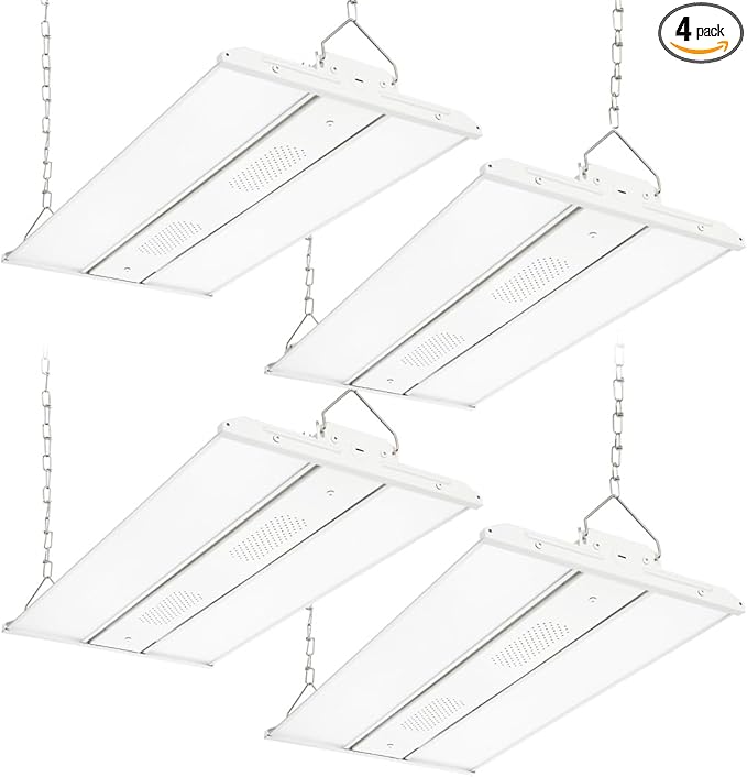 4-Pack LED High Bay Shop Light Commercial 165W 23100 Lumens 5000K 100-277V Dimmable, 2FT Linear Hanging Bay Lights for Warehouse Workshop Supermarket Stadium, Power Tunable 165W/110W/80W