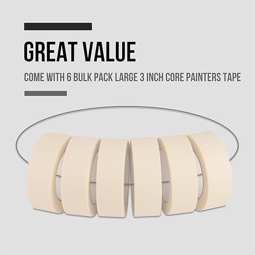 Lichamp Masking Tape Wide 1.5 inches, General Purpose Masking Tape Bulk Pack, 6 Rolls x 1.5 inches x 55 Yards (330 Total Yards)