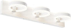 LED Bathroom Light Fixtures, 24inch White Vanity Lights, Modern 3 Light Acrylic Wall Sconces, 350° Rotatable Wall Lighting Fixture Over Mirror