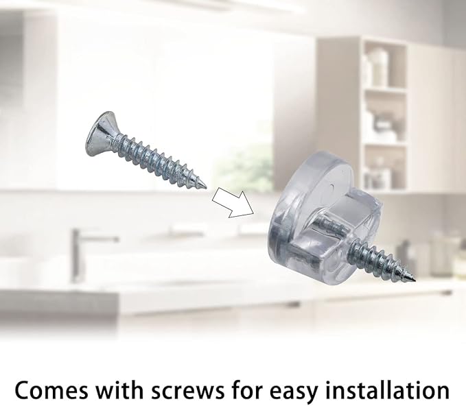 18pcs Glass Retainer Clips Kit Clear Plastic Cabinet Door Clips Mirrors Holder with Screws for Fixing 3-4mm Glass Cabinet Door, Windows, Mirrors