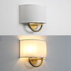 Industrial 2-Lights Wall Sconce Fixture with White Fabric Shade, Double Arm Wall Light Lamps Decor for Hallway Bedroom Living Room Bathroom Stairway