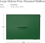 post & porch Malone Mailbox | Post Mounted Mailbox | Black/White/Gray/Brown/Red/Blue/Green, Regular or Large, Weatherproof Mail Box for Outside, Customizable (Green, Large)