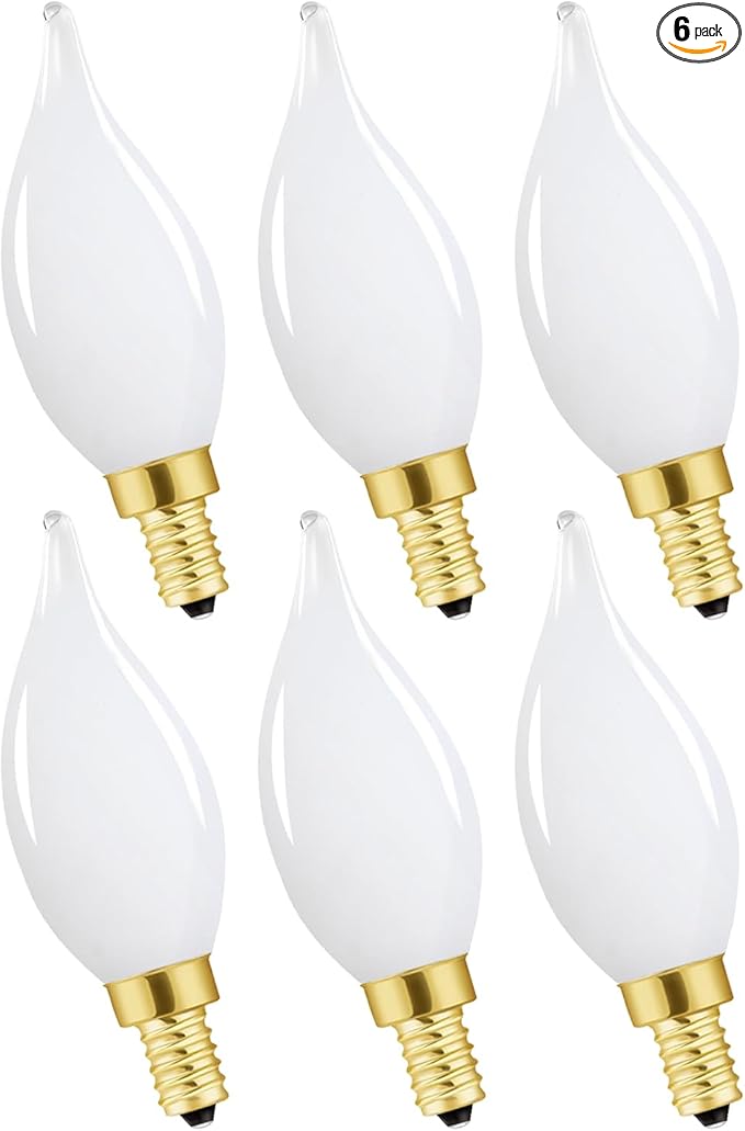 E12 Dimmable Light Bulbs 60 Watt Candelabra Led Bulbs 4000k Daylight Frosted Edison Bulbs 6W for Chandelier Light and Ceiling Fan Light AC120V 600lm b11 led Bulb Torpedo,6Pack